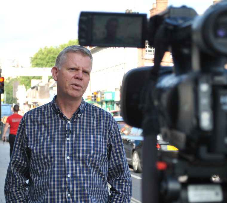 Jez Ashberry providing comment on local news